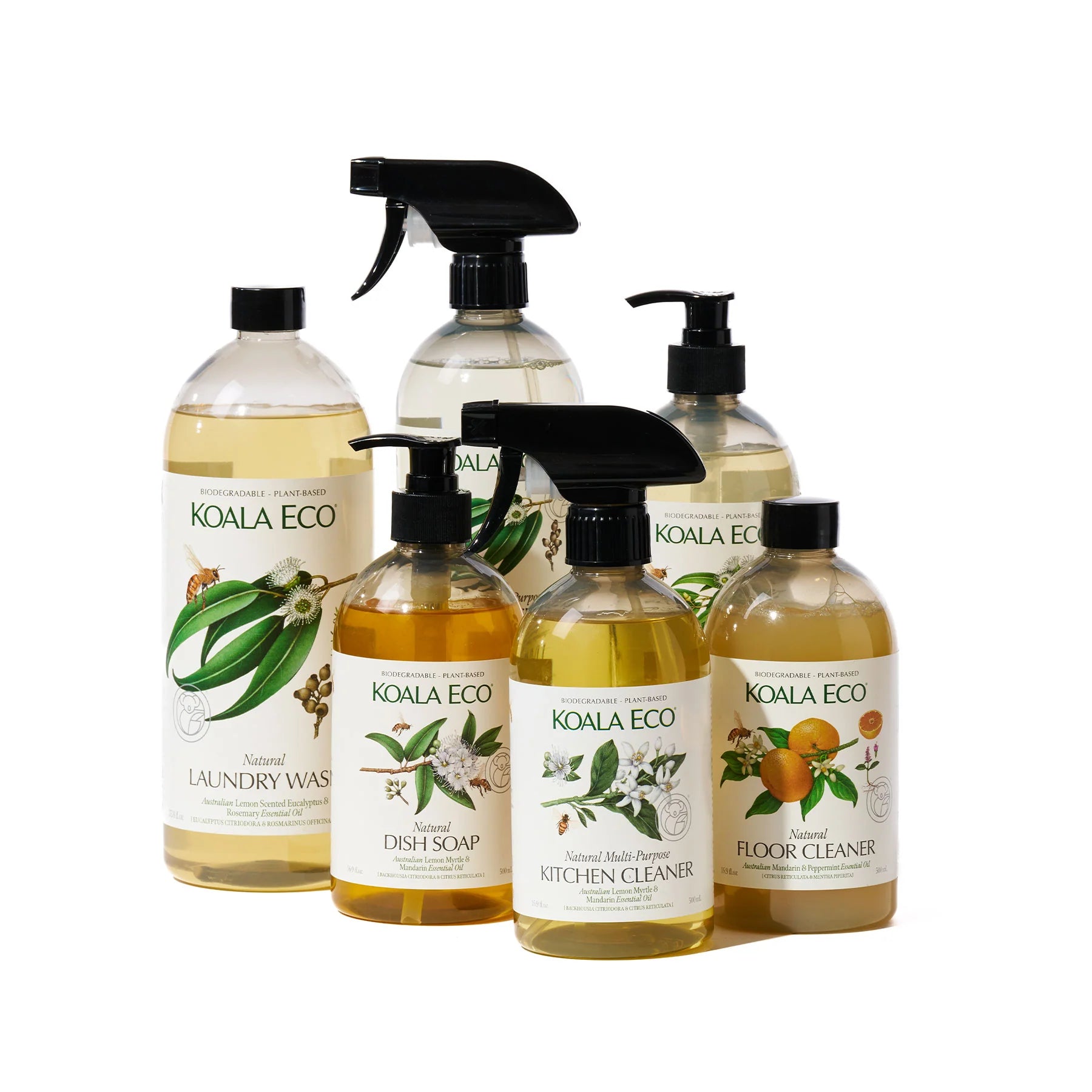 Collection of Koala Eco cleaning products on a white background