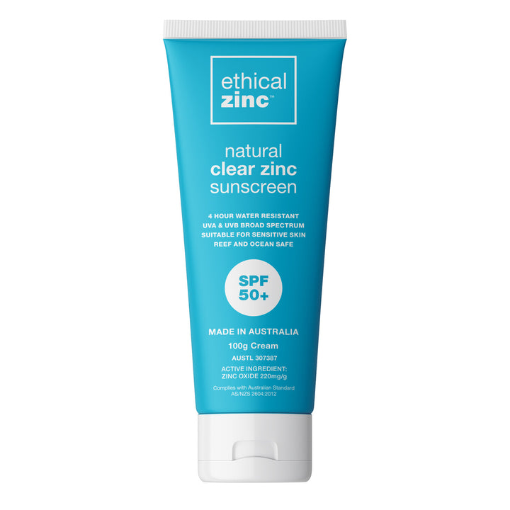 Ethical Zinc SPF50+ Sunscreen - 100g - Natural Clear Zinc