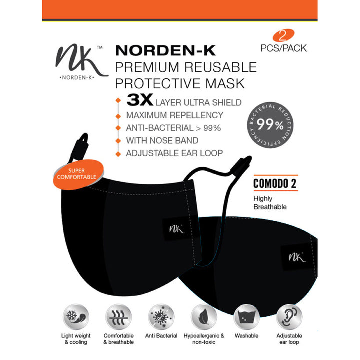 Norden-K Premium Reusable Protective Mask ARTG #340519 (Pack of 2)