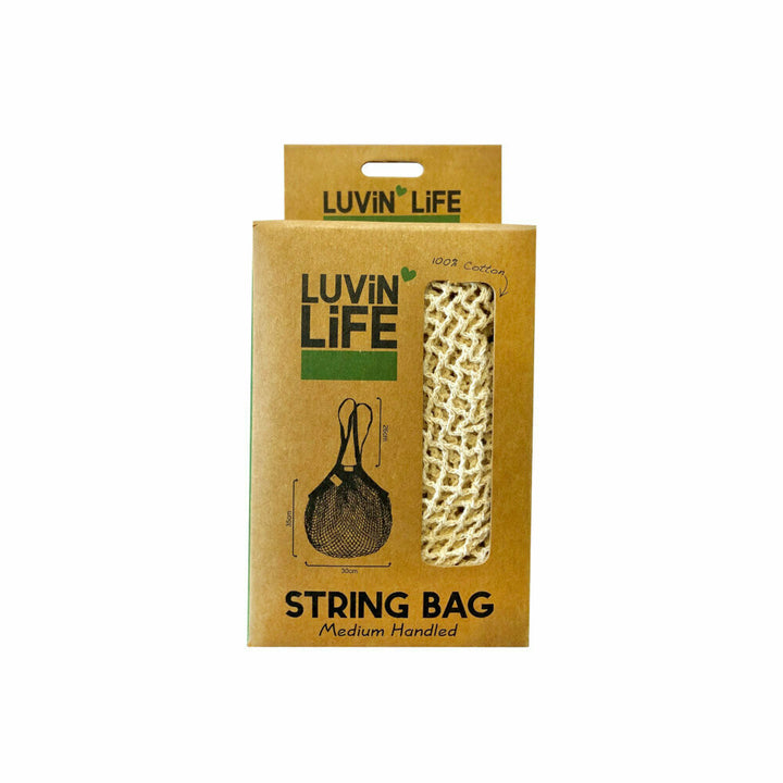 Luvin Life Enviro String Bag - White - Medium handle size