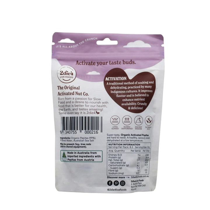 2Die4 Organic Activated Pepitas 250g