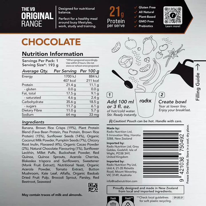 Radix Nutrition Original Breakfast v9.0 Range 400kcal