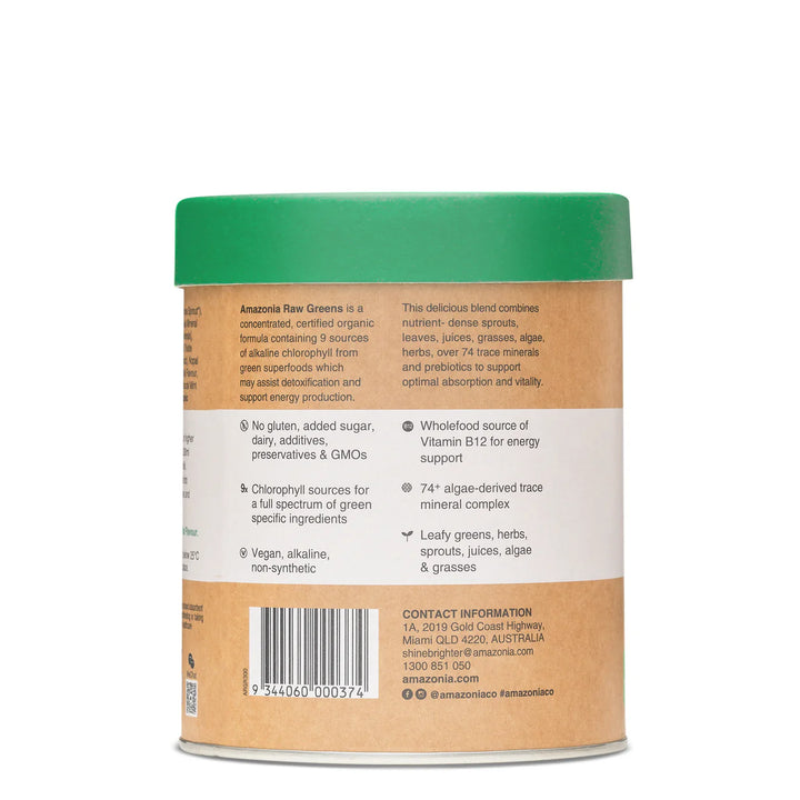 Amazonia Nutrients Organic Greens Nutritional Information 1