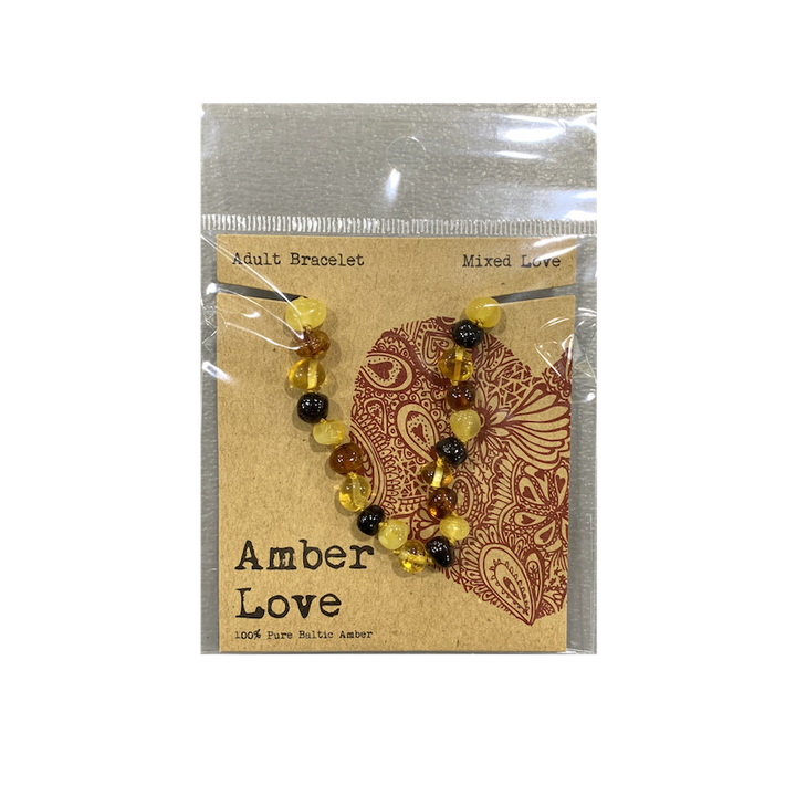 Amber Love 100% Pure Baltic Amber Adult Bracelet Mixed Love 20cm