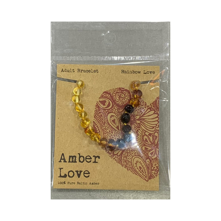 Amber Love 100% Pure Baltic Amber Adult Bracelet Rainbow Love 20cm