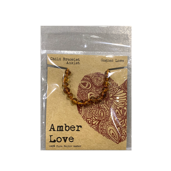 Amber Love 100% Pure Baltic Amber Child Bracelet / Anklet Cognac Love 14cm