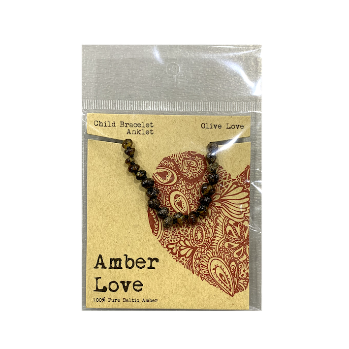 Amber Love 100% Pure Baltic Amber Child Bracelet / Anklet Olive Love 14cm