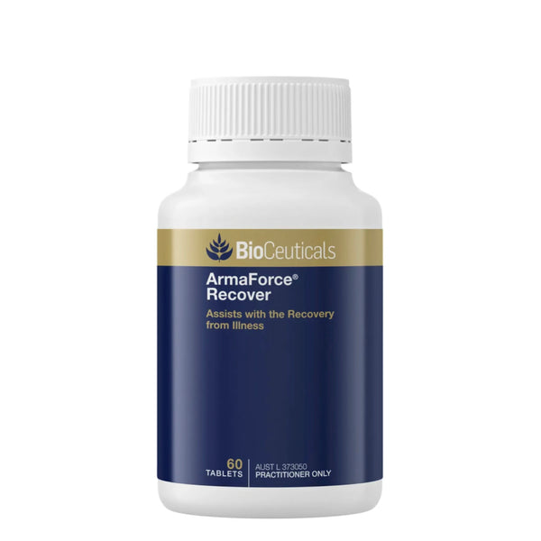 BioCeuticals ArmaForce Recover supplement bottle on a white background