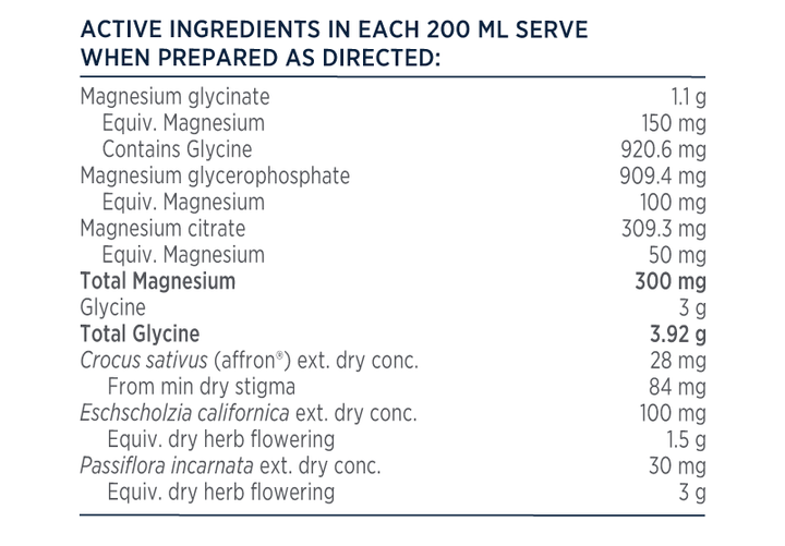 Designs For Health Tri-Mag Night Chocolate Powder Nutritional Information