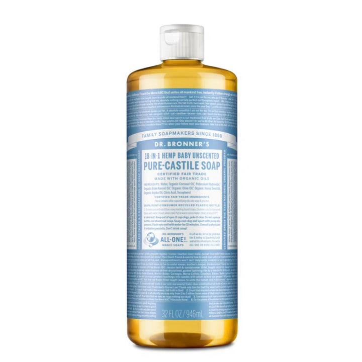 Dr Bronner's Pure Castile Liquid Soap Baby Unscented 946ml