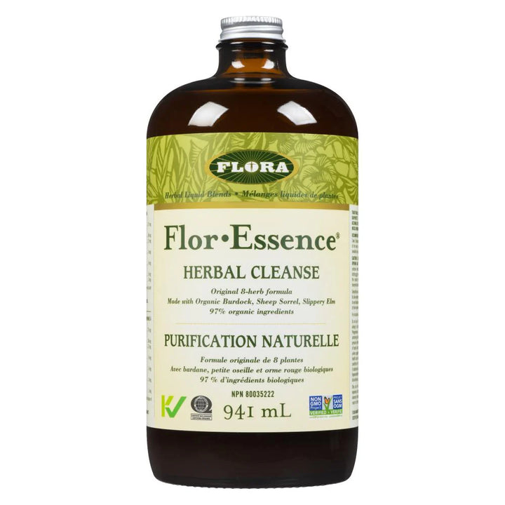 Flora Flor Essence Herbal Cleanse bottle on a white background