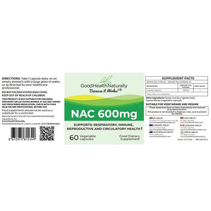 Good Health Naturally NAC 600mg