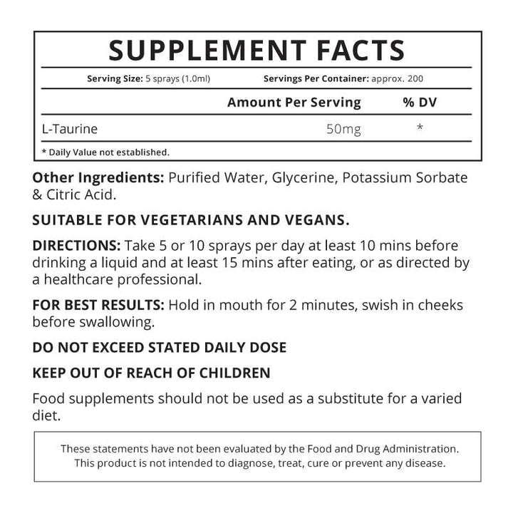 Good Health Naturally Taurine Spray Nutritional Information