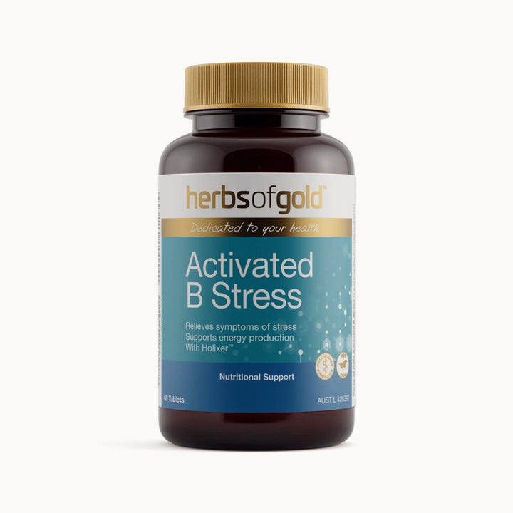 Herbs Of Gold Activated B Stress comes in 30 Tablets or 60 Tablets