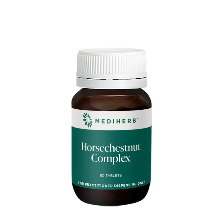 Bottle of MediHerb Horsechestnut Complex on a white background
