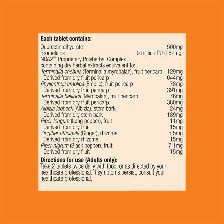 Metagenics Alergeze Tablets Nutritional Information
