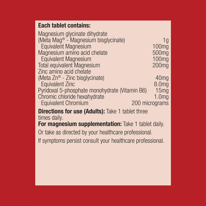 Metagenics MagActive Muscle Tablets Nutritional Information