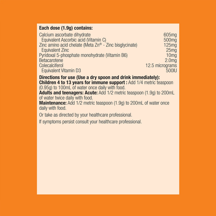 Metagenics Meta Zinc with Vitamin C Information