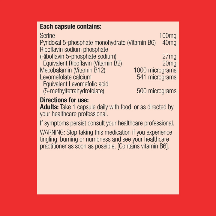 Vitamins and minerals label on a red background