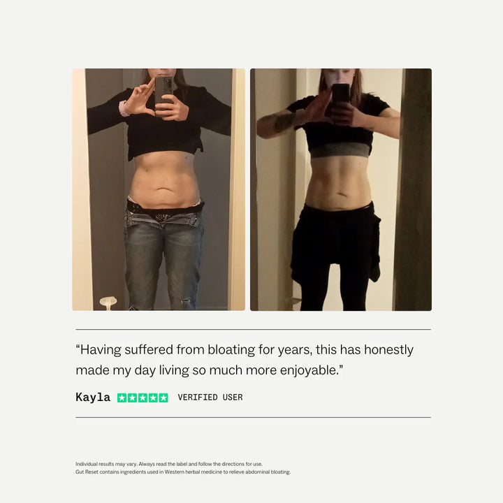 Two mirror selfies of a person wearing different outfits with text below.
