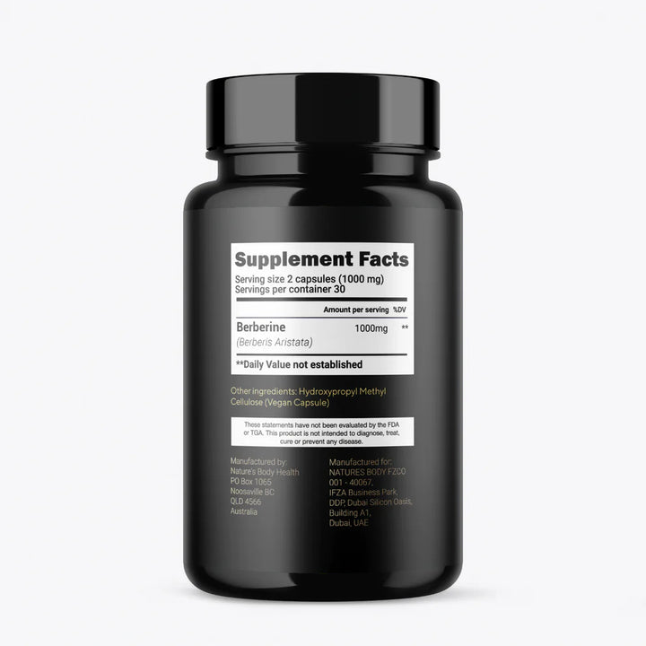 Natures Body Berberine 500mg Nutritional Information