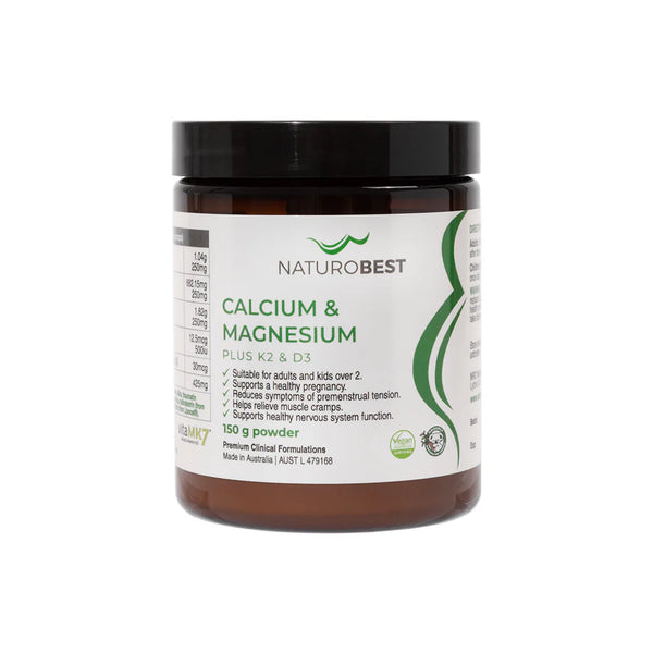 NaturoBest Calcium & Magnesium supplement jar on a white background