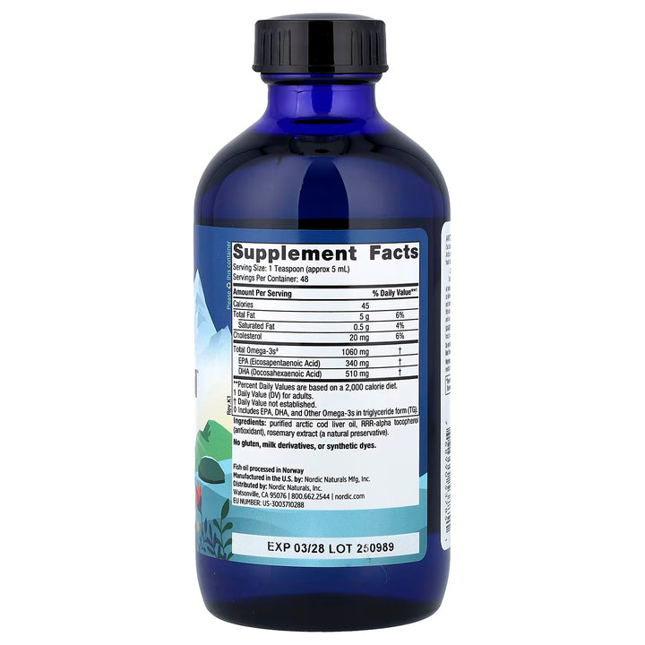 Nordic Naturals Unflavoured Arctic Cod Liver Oil Supplement acts