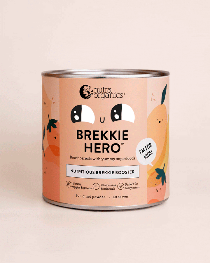 Nutra Organics Brekkie Hero blinking eyes
