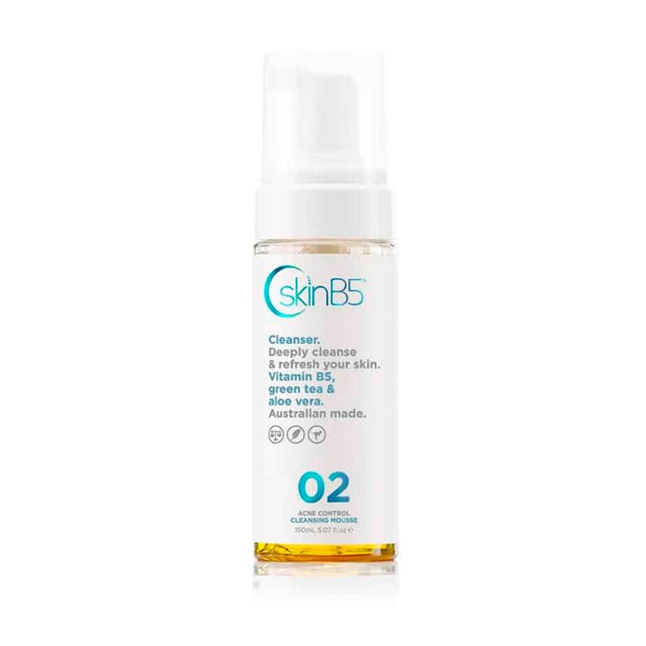 Skincare bottle with 'skinB5' branding on a white background