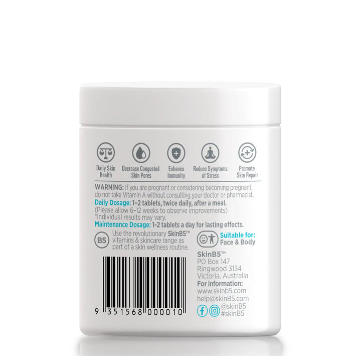 Back label of a supplement container with text and icons on a white background