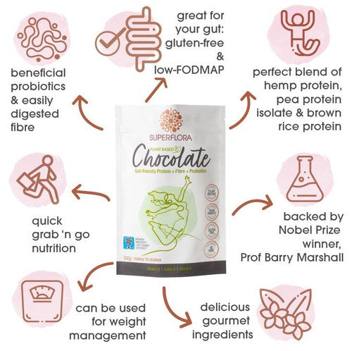 Superflora Protein Plant Based Chcolate 500g