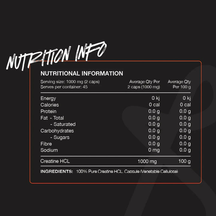 Switch Nutrition Creatine HCL 500mg Information
