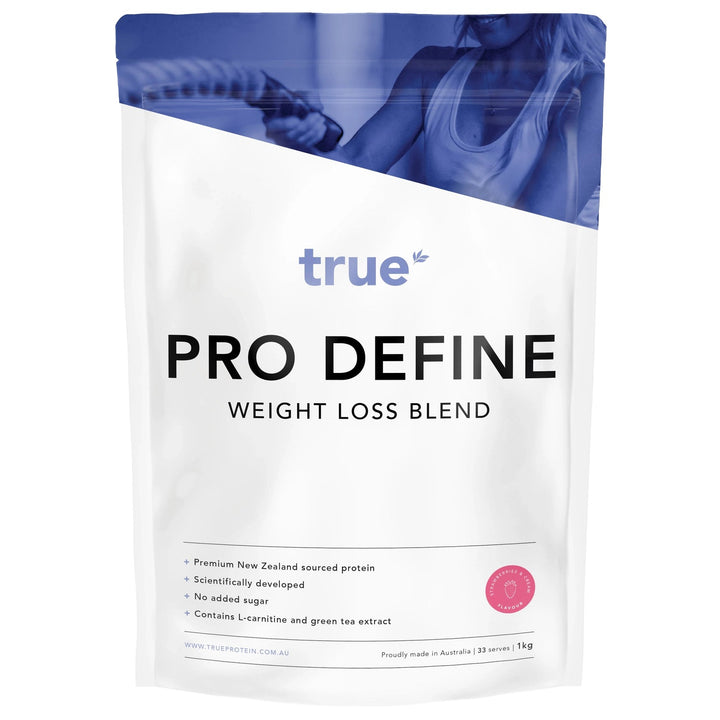 Package of true Pro Define Weight Loss Blend on a white background
