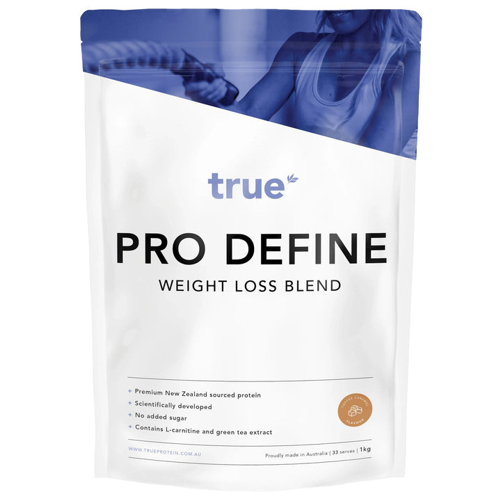 Package of true Pro Define Weight Loss Blend on a white background